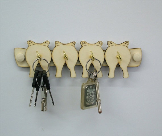 Wooden Key Holder Key Hanger 4 Pigs 4 Hook Wooden Key Holder Wall Mounted Wedding Present Gift Etsy