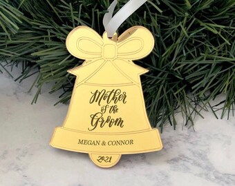 Mother of the Groom Gift - Engraved Acrylic Ornament - Christmas Bell Ornament - Mother in Law Gift - Wedding Day Gift for Parent