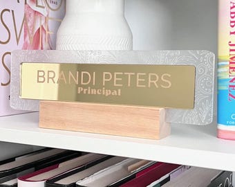 Personalized Acrylic Name Plaque: Custom School Office Desk Sign