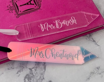 Teacher Appreciation Gift - Custom Teacher Bookmark  - Engraved Pencil Bookmark - Teacher Retirement Gift - Teacher Christmas Gift