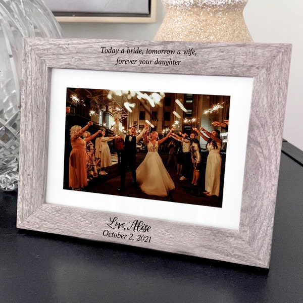 Parents of the Bride Gift - Engraved Wood Picture Frame - Parents Wedding Gift - Father of the Bride Wedding Day Gift - Mother of the Bride