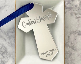 Godson Baptism Gift - Personalized Baptism Cross - Baptism Gift Boy - Baptism Ornament - Baptism Gift from Godparents