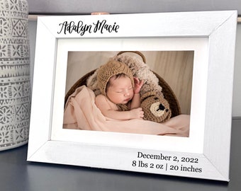 Custom Baby Picture Frame - Engraved Photo Frame - Birth Frame Gift -  Baby Announcement Keepsake Gift - Mothers Day Gift