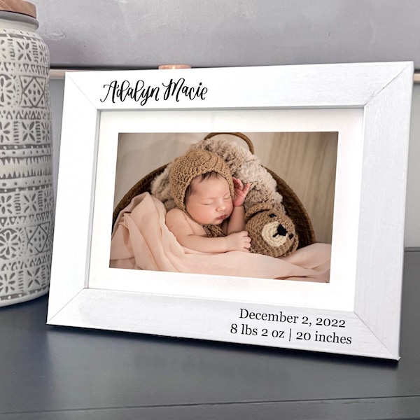 Custom Baby Picture Frame - Engraved Photo Frame - Birth Frame Gift -  Baby Announcement Keepsake Gift - Mothers Day Gift