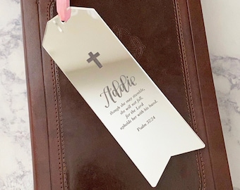 Bible Bookmark Personalized - Confirmation Gift - First Communion Gift Girl - Bible Verse Gift - Psalm 37:24 - Gift for Goddaughter