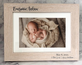 Birth Announcement Frame - Custom Baby Picture Frame - Engraved Photo Frame - Birth Frame Gift -  Baby Keepsake Gift - Mothers Day Gift