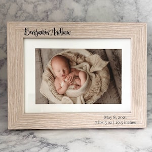 Birth Announcement Frame - Custom Baby Picture Frame - Engraved Photo Frame - Birth Frame Gift -  Baby Keepsake Gift - Mothers Day Gift