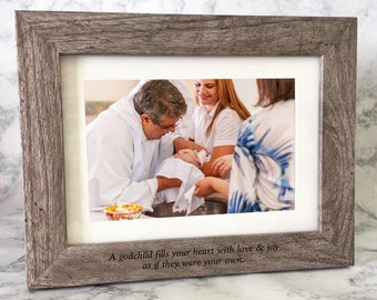 Personalized Godparent Picture Frame: Engraved Wood Baptism Gift