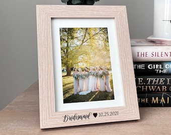 Personalized Bridesmaid Picture Frame with Custom Wedding Date Gift