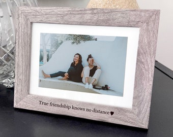 Long Distance Friendship Gift - Engraved Wood Picture Frame - Going Away Gift for Friend - Best Friend Photo Frame - Miss You Gift