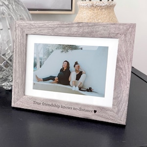 Long Distance Friendship Gift - Engraved Wood Picture Frame - Going Away Gift for Friend - Best Friend Photo Frame - Miss You Gift