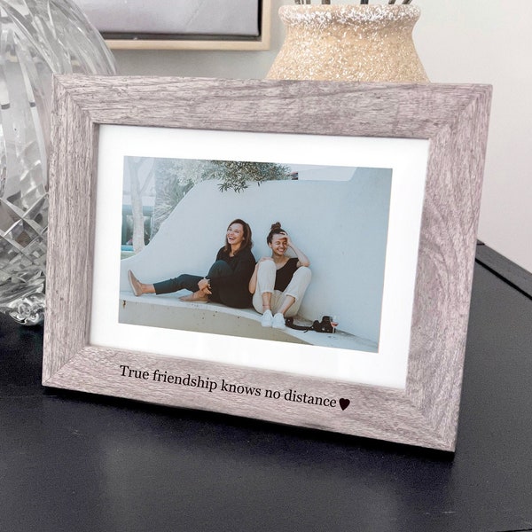 Long Distance Friendship Gift - Engraved Wood Picture Frame - Going Away Gift for Friend - Best Friend Photo Frame - Miss You Gift