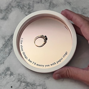 Paper Rings Ring Dish - Engagement Ring Dish Personalized - Taylor Gift - Rose Gold Acrylic Jewelry Tray