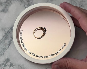 Paper Rings Ring Dish - Engagement Ring Dish Personalized - Taylor Gift - Rose Gold Acrylic Jewelry Tray