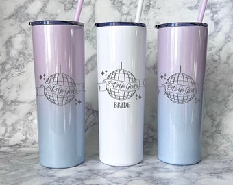 Retro Bachelorette Favors - Personalized Stainless Steel Tumbler Engraved - Let's Go Girls - Nashville Bachelorette - 70s Bachelorette