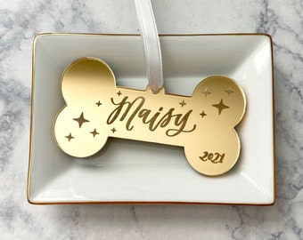 Custom Dog Ornament - Engraved Dog Bone Ornament Personalized - Gift for New Dog Owner - Dog Bone Ornament Acrylic - Dog Mom Gift