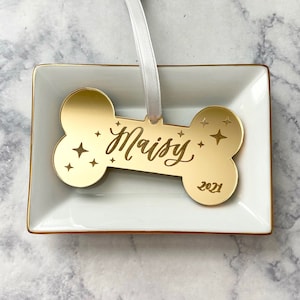 Engraved Dog Bone Ornament: Personalized Acrylic Pet Christmas Decor