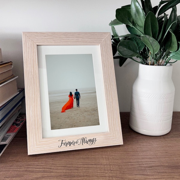 Personalized Picture Frame Anniversary - Engraved Wood Photo Frame - Forever & Always - Anniversary Gift for Parents -25th Anniversary Gifts