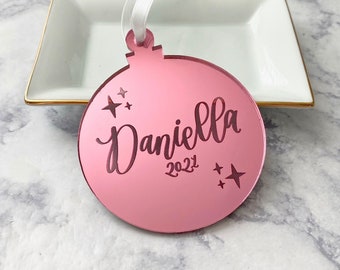 Personalized Name Ornament - Calligraphy Ornament - Engraved Acrylic Ornament - Kids Name Ornament - Custom Baby Gift