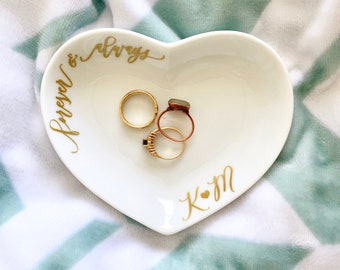 Wedding Ring Dish Personalized - Ring Dish Engagement - Couples Jewelry Dish - Bridal Shower Gift for Bride