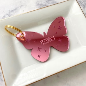 Personalized Acrylic Butterfly Keychain: Monogram Bag Charm, Y2K Gift