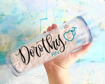 Personalized Nurse Tumbler: Acrylic 16oz CNA RN Gift
