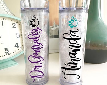 Vet Tech Tumbler Personalized - Gift for Veterinarian - Vet Water Bottle - Veterinarian Student Gift - DVM Graduation Gift-Veterinary School