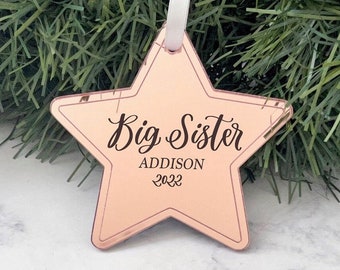 Big Sister Ornament - Engraved Acrylic Star Ornament - Big Sister Gift from Baby - New Big Sister Personalized Gift