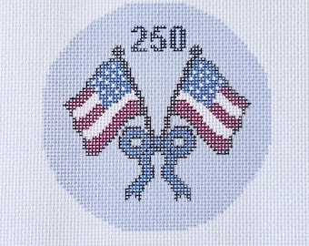 America 250 toile pour broderie | Ornement patriotique du 4 juillet | Toile imprimée 18 mailles