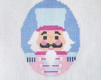 Pink Nutcracker Needlepoint Canvas, Christmas Ornament Needlepoint, 13 Mesh Printed Canvas, Holiday Needlepoint Design
