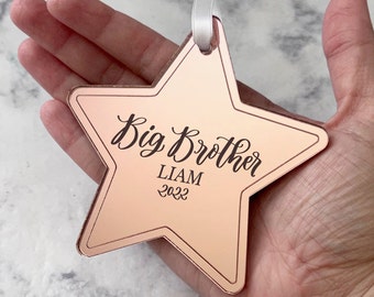 Big Brother Ornament - Engraved Acrylic Star Ornament - Big Brother Gift from Baby - New Big Brother Personalized Gift