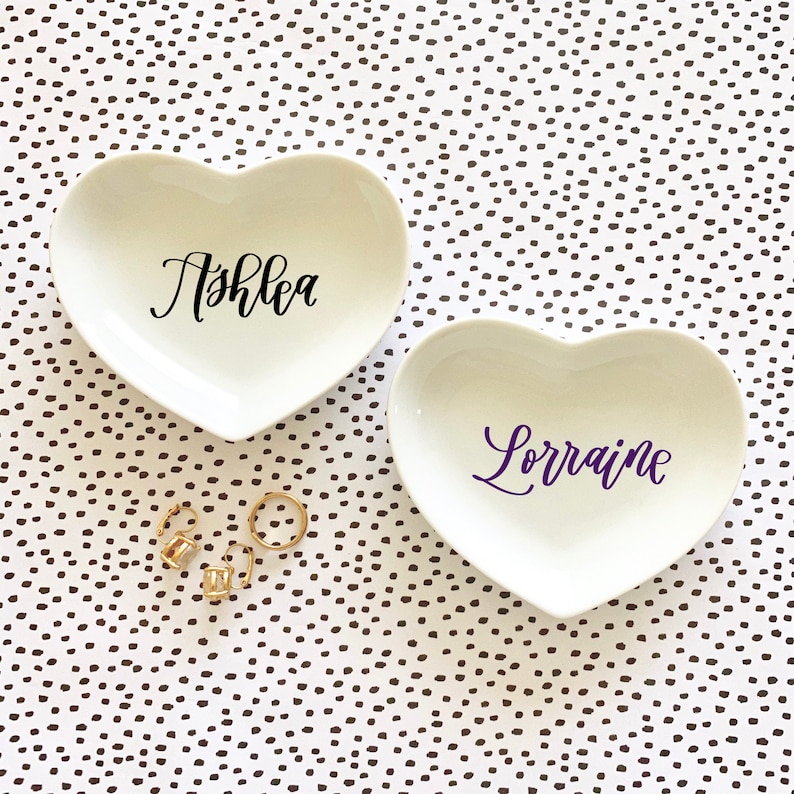 Jewelry Dish for Bridesmaids Heart Ring Dish Best Friend Gift Personalized Bridesmaid Gift Idea Ceramic Ring Dish Heart Shaped