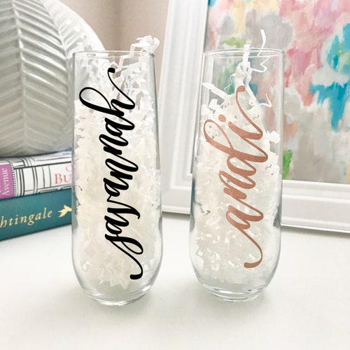Champagne Flute Decal Custom Name Decal Vinyl Name Decal Etsy