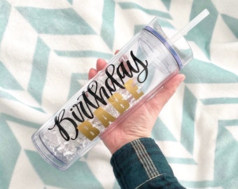 Personalized Birthday Babe Tumbler: Acrylic Party Cup
