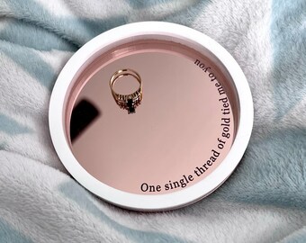 Personalized Engagement Ring Dish: Rose Gold Acrylic Jewelry Tray