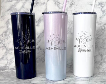 Asheville Bachelorette - Mountain Wedding Tumblers - Wild In the Woods - Camping Bachelorette - Engraved Tumblers -Bachelorette Party Favors