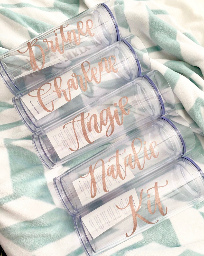 Bridesmaid Tumbler - Personalized Tumbler with Straw - Bachelorette Party Favors - Girls Weekend Gift -Iced Coffee Cup 