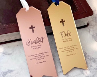 First Communion Gift Boy  - Custom Bible Bookmark - First Communion Bookmark -Confirmation Gifts - Bible Verse - Gift for Goddaughter