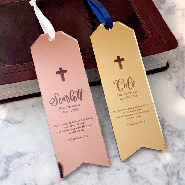 First Communion Gift Boy  - Custom Bible Bookmark - First Communion Bookmark -Confirmation Gifts - Bible Verse - Gift for Goddaughter