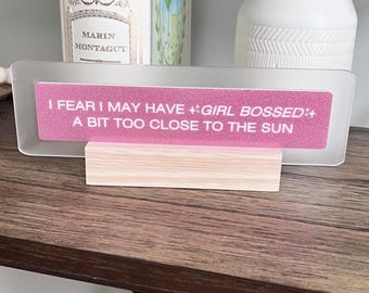 Girl Boss Acrylic Desk Sign: Funny Office Decor for Women