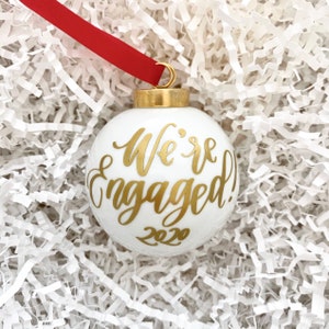 Engagement Gift | 2.5" Personalized Engagement Ornament | We're Engaged Ornament | Engagement Christmas Ornament | Glass Christmas Ornament