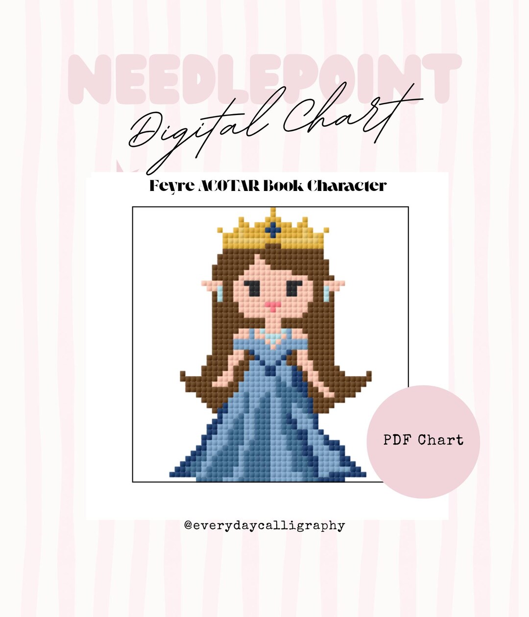 Feyre Archeron Needlepoint Pattern PDF | ACOTAR Inspired 13 Mesh Chart ...