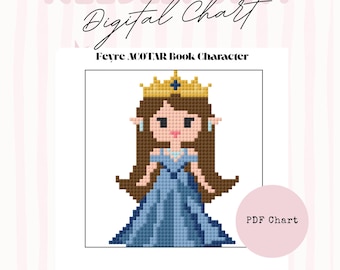 Patron de broderie Feyre Archeron PDF | Tableau des 13 mailles inspirées de l'ACOTAR | Décoration livresque DIY