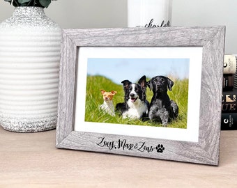 Dog Picture Frame Personalized - Engraved Wood Picture Frame  - Family Pets Photo - Dog Adoption - Gift for New Dog Mom