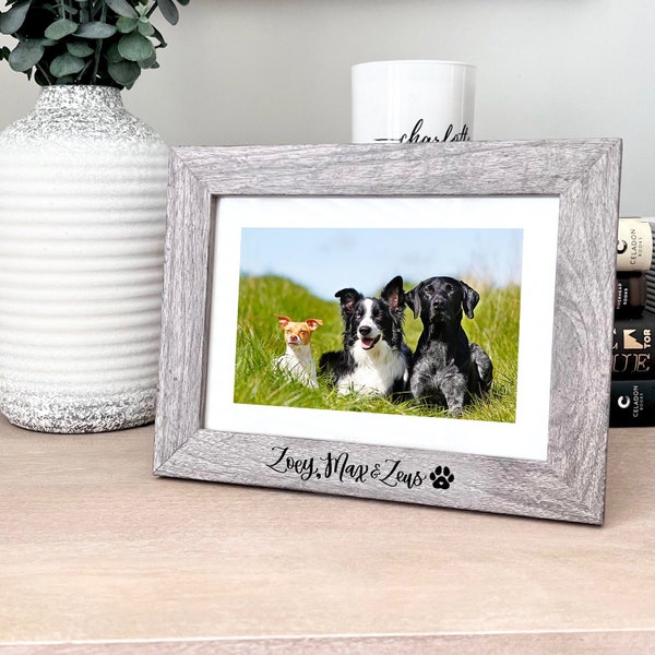Dog Picture Frame Personalized - Engraved Wood Picture Frame  - Family Pets Photo - Dog Adoption - Gift for New Dog Mom