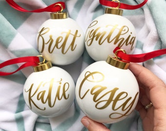 Name Ornament | Bridesmaid Ornament | 2.5" Calligraphy Ornament | Bridesmaid Gift Idea | Personalized Glass Ornaments