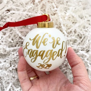 Engagement Ornament 2.5 Champagne Christmas Ornament Just Engaged Gift Wedding Ornament Engaged Ornament image 4