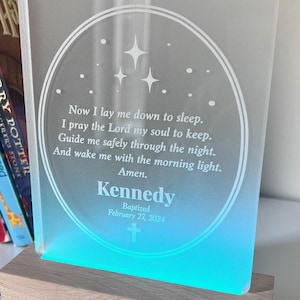 Personalized Baptism Night Light: Laser-Engraved Nursery Keepsake