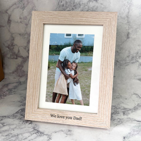 Dad Birthday Gift from Kids - Engraved Picture Frame - We love you Dad - Custom Dad Picture Frame - Fathers Day Picture Frame