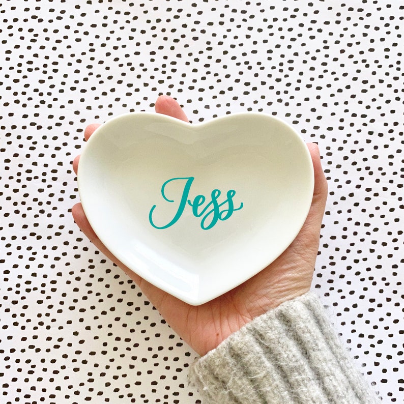 Jewelry Dish for Bridesmaids Heart Ring Dish Best Friend Gift Personalized Bridesmaid Gift Idea Ceramic Ring Dish Heart Shaped
